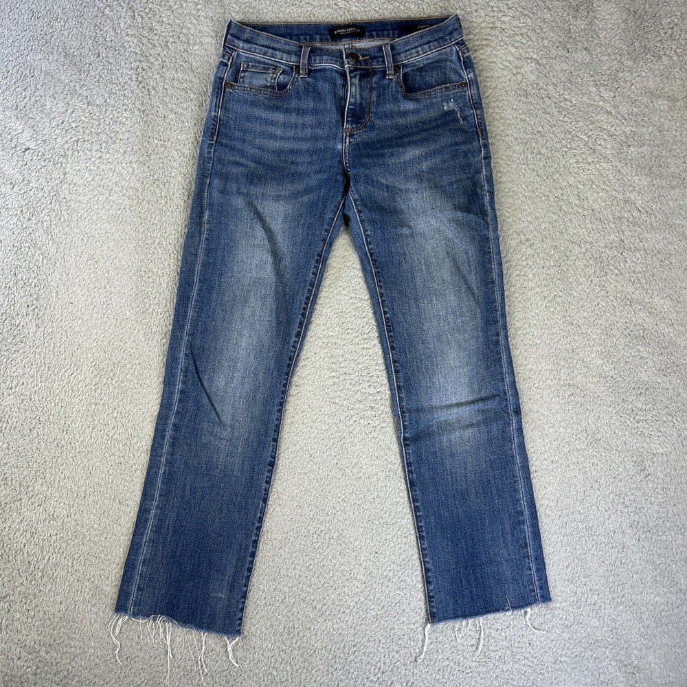 Banana Republic Girlfriend Jeans Womens 25 Blue Denim Pants‎ Frayed Raw Hem Crop